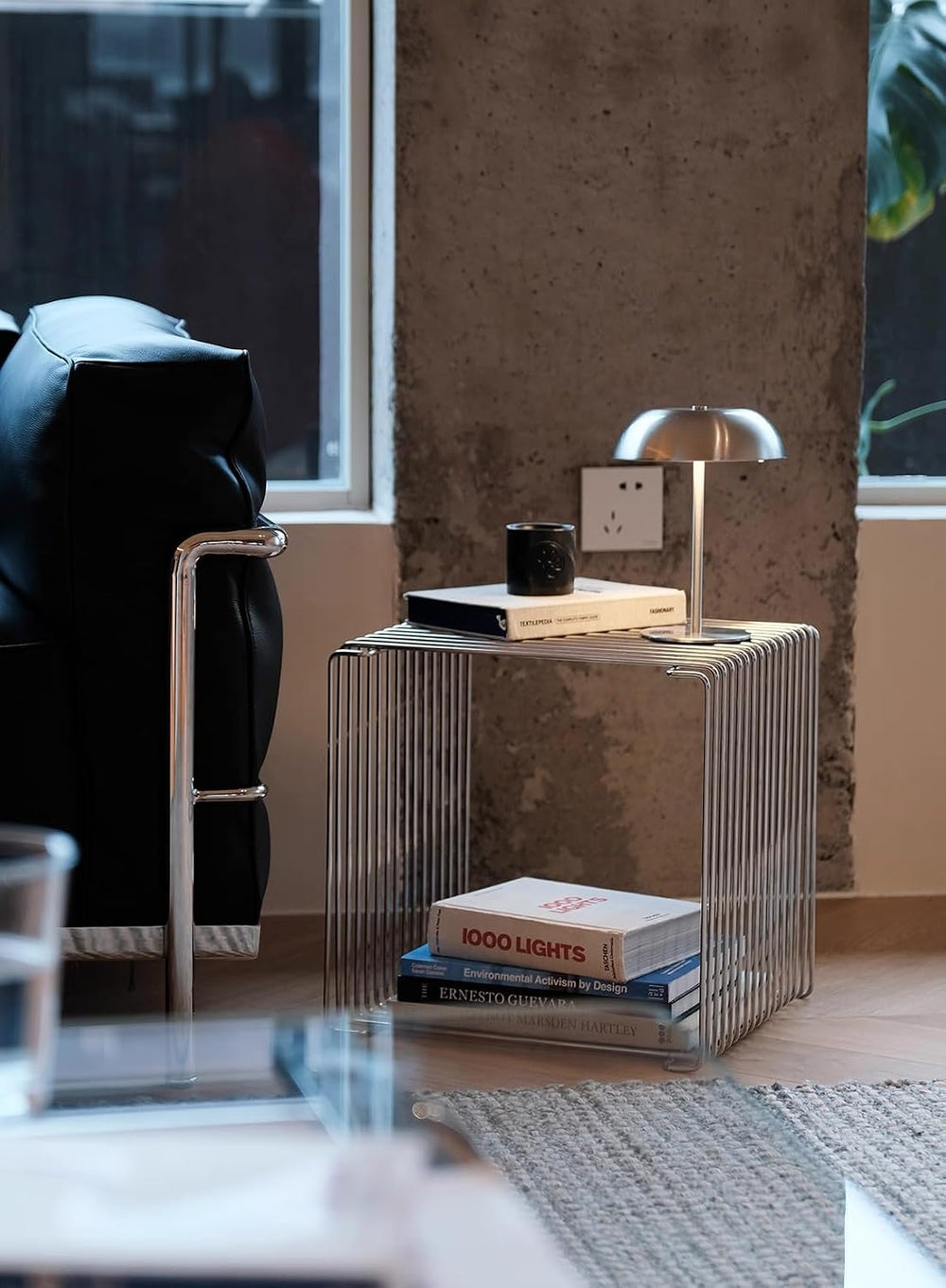 304 Stainless Steel Side Table,Square Geometry Retro Side Table Linear Metal ...