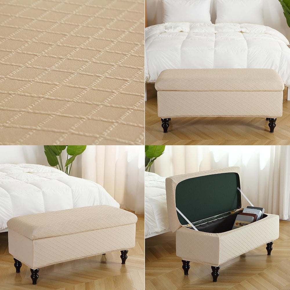FUANGUI Ottoman Cover Slipcovers Rectangular Folding Stretch