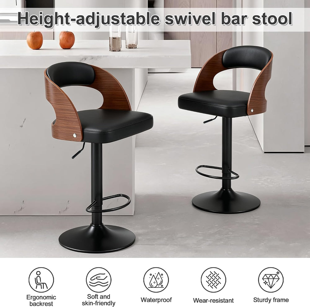 Modern Swivel Bar Stools Set of 4, Adjustable Count Height Barstools