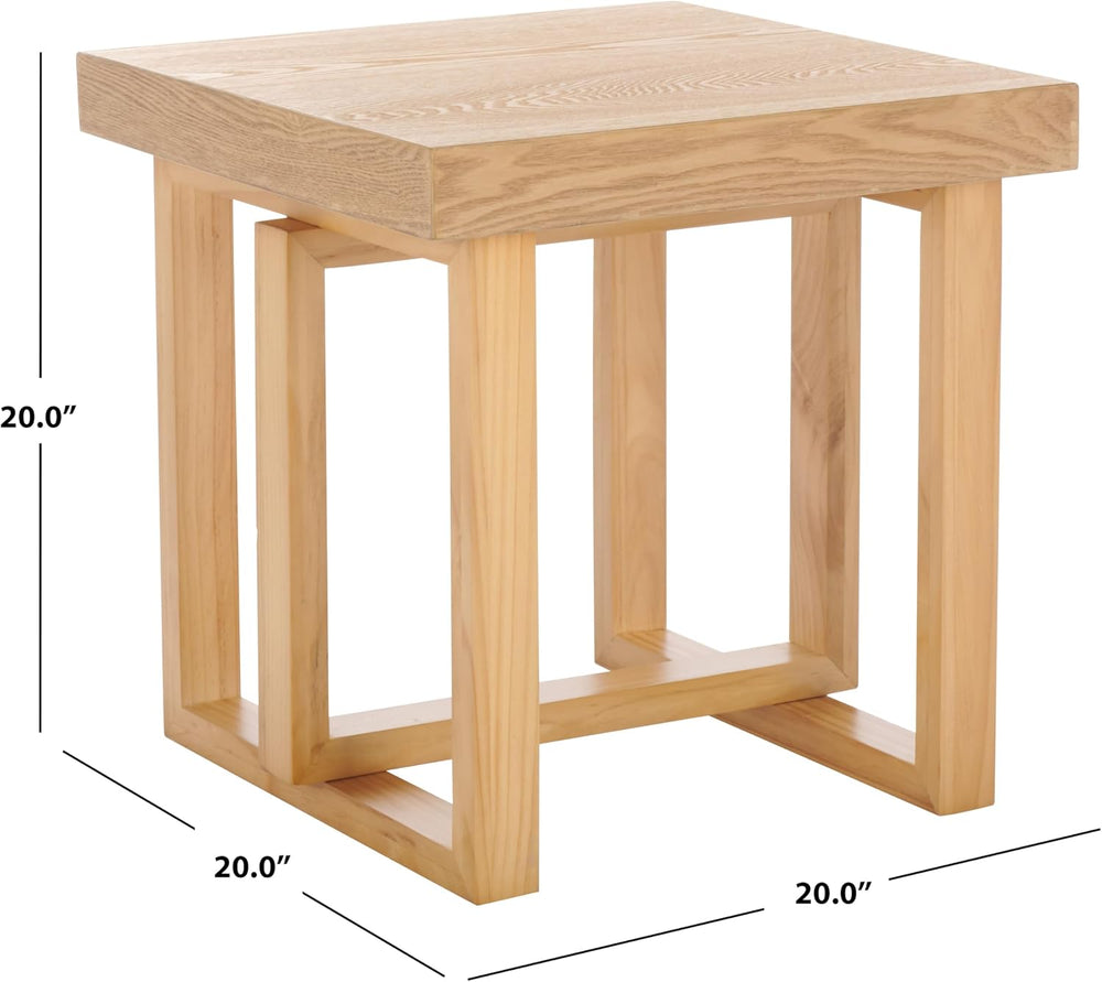 SAFAVIEH Home Collection Otaki Natural Brown Square Top Solid Wood End Table