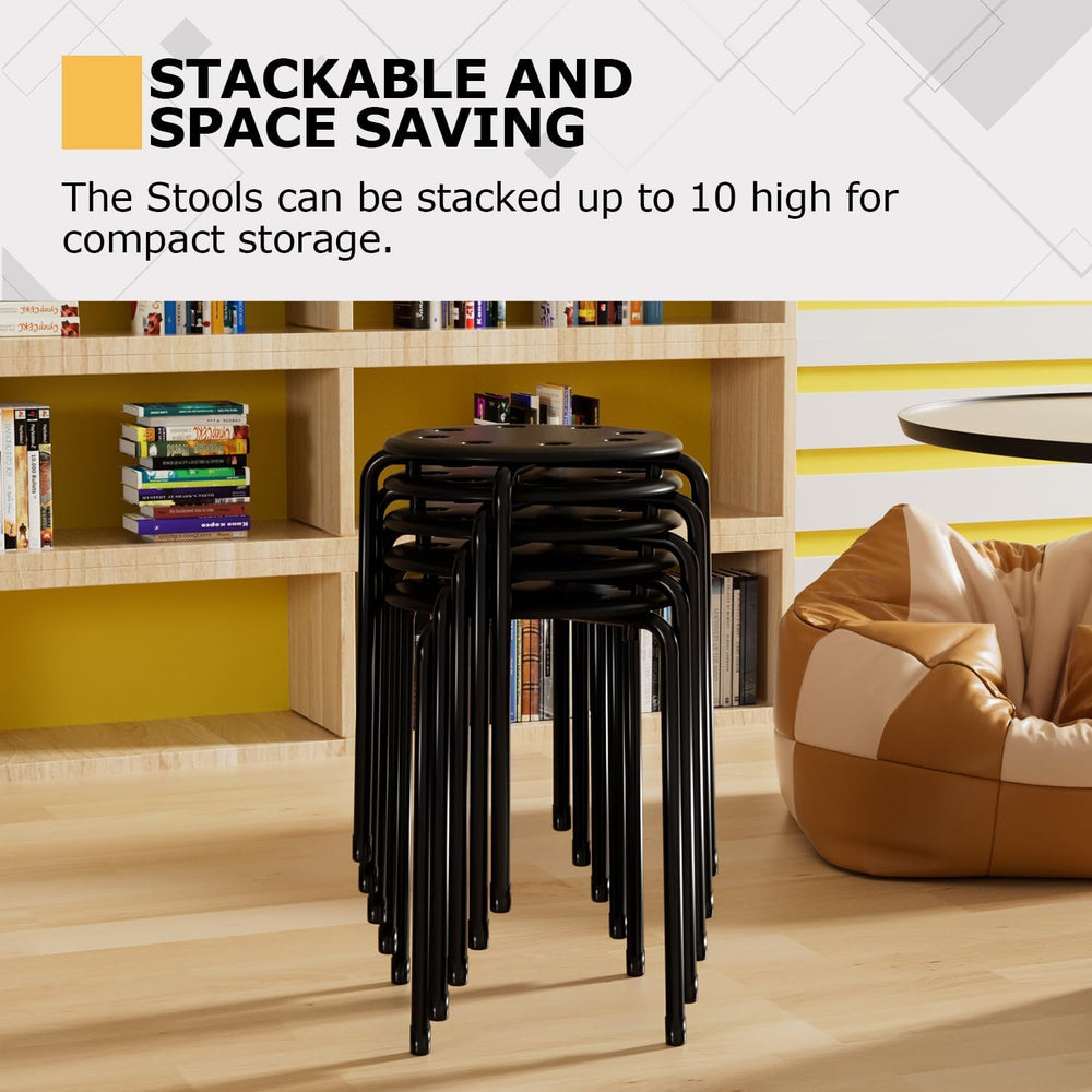 VECELO 6-Piece Stacking Stools, 17.7 Inch Standard Height, Portable Stackable...