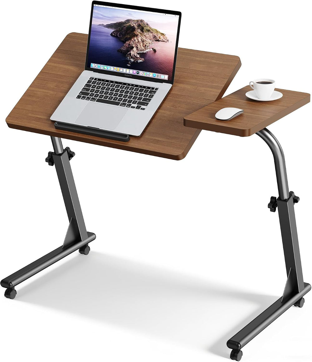 TV Tray Table with Wheels, Height Adjustable Folding Laptop Desk for Sofa | T...