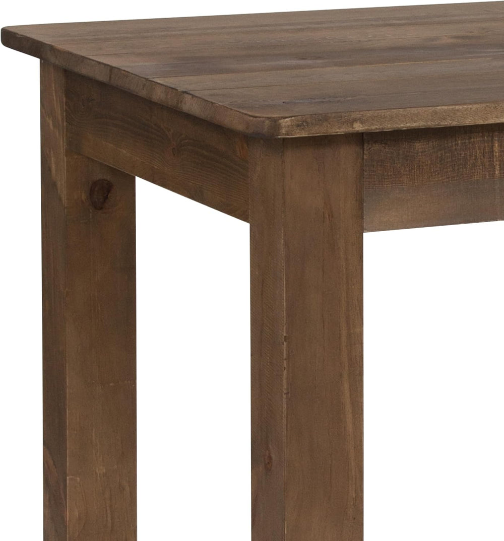 EMMA + OLIVER 46" x 30" Antique Rustic Solid Pine Farm Dining Table