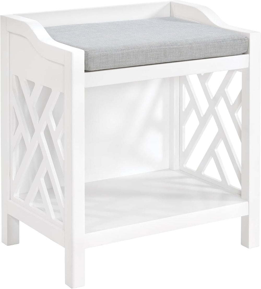 Alaterre Furniture Coventry Bench Stool with Cushion - Pine Wood Bench for En...
