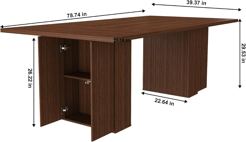 kevinplus78.74'' Rectangular Wood Dining Table with Hidden Storage Sp...