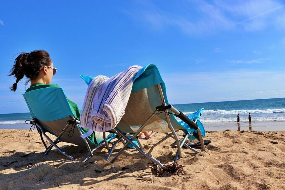 Nice C Low Beach Camping Folding Chair, River Sand Lake Chair (2 Pack Blue) |...