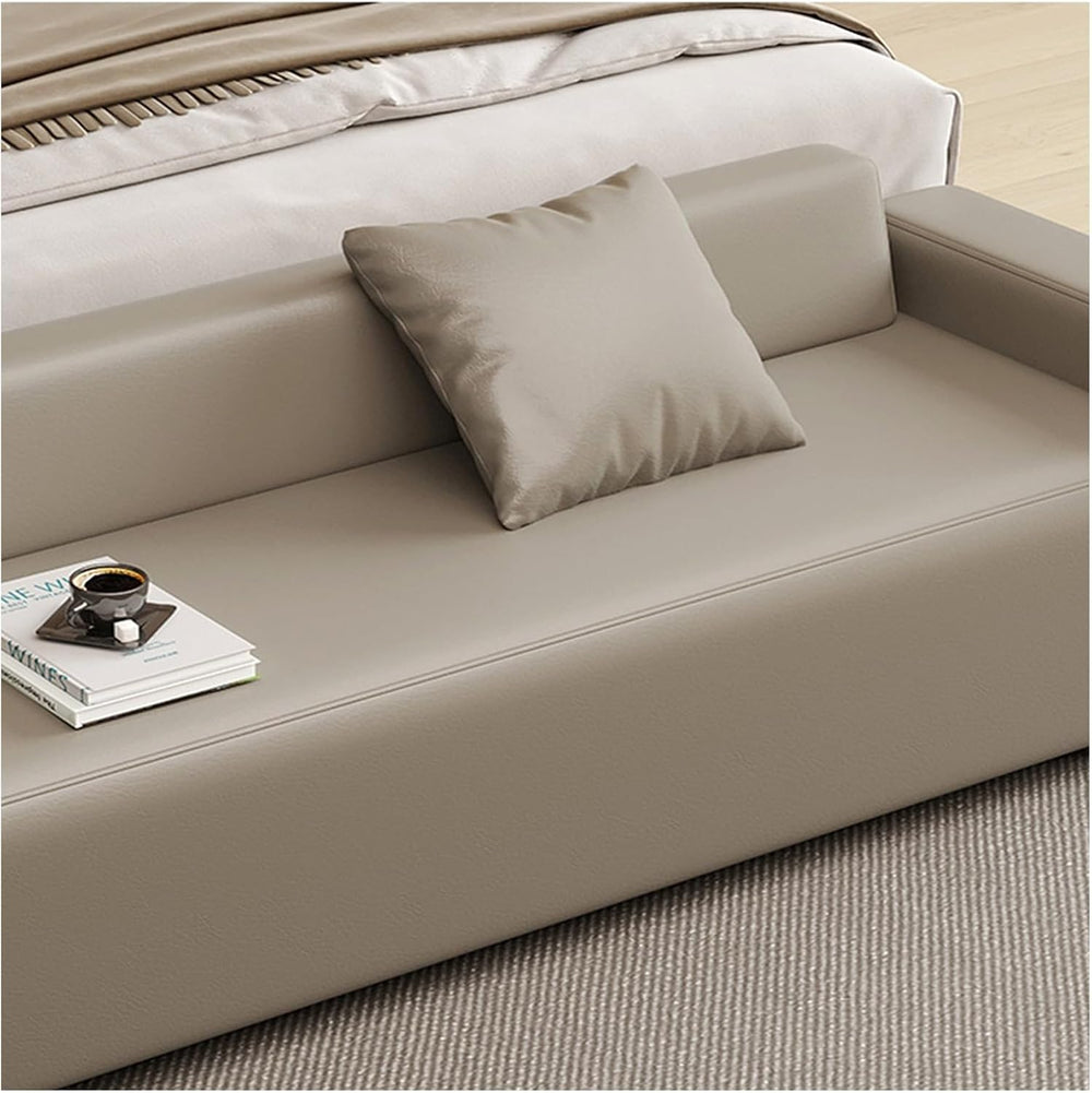 Modern End of Bed Bench for Bedroom, Entryway with Padded Seat & Solid Wo...