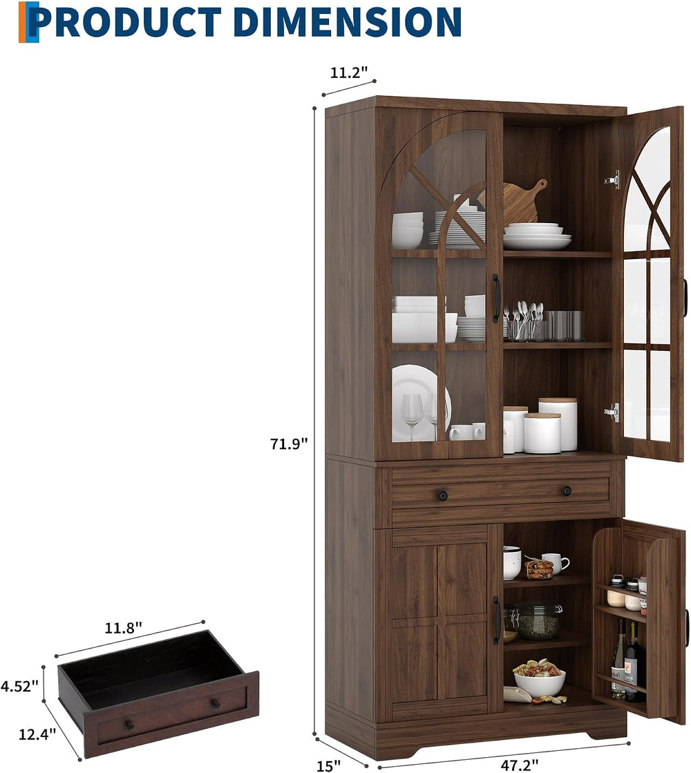 IDEALHOUSE 71.9" Tall Storage Cabinet with 30mm Thickened Board, Tempere...