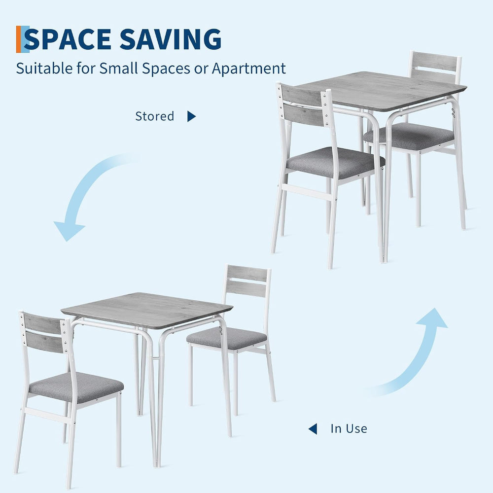 GAOMON 3-Piece Dining Table Set, Sturdy Wooden Square Table and Chair Breakfa...