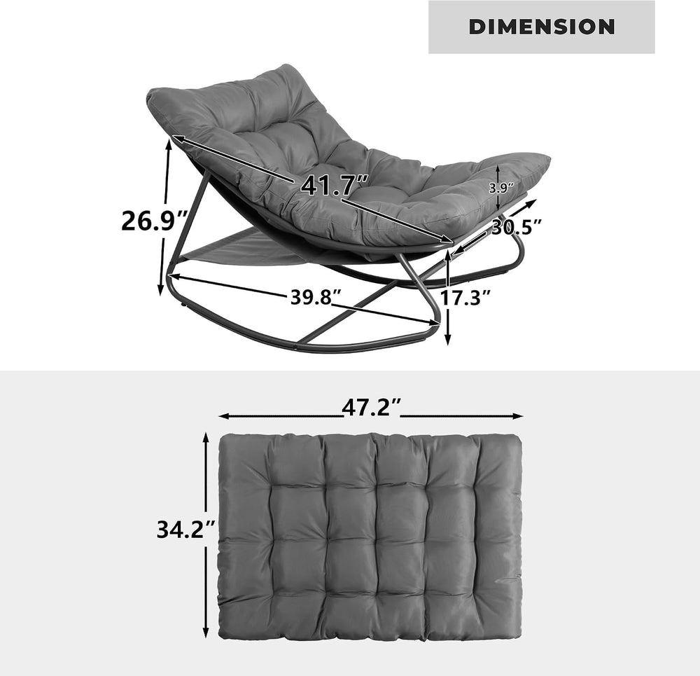 Outdoor & Indoor Oversized Rocking Chairs Set of 2 with Thick Cushions | ...