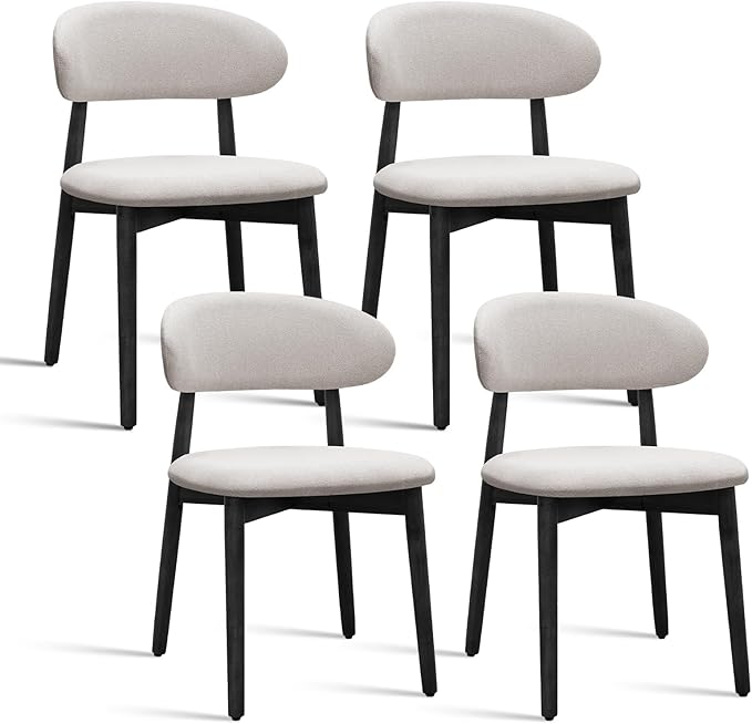 Farmhouse Dining Chairs Set of 4, Mid Century Modern Wooden Dining Room Chair...