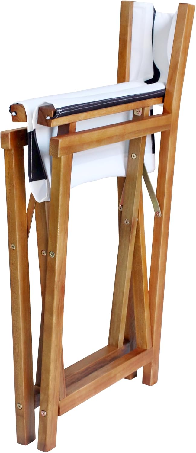 JONATHAN Y Cukor Acacia Wood Folding Director Chair Set of 2 White/Charcoal
