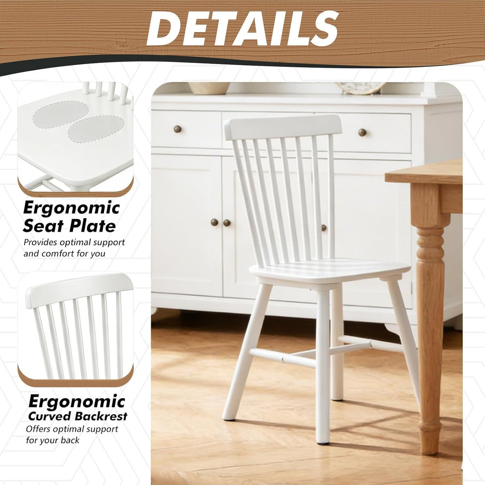 ClinQ Windsor Dining Chair Set of 4, Spindle Back Wooden Chairs for Kitchen a...
