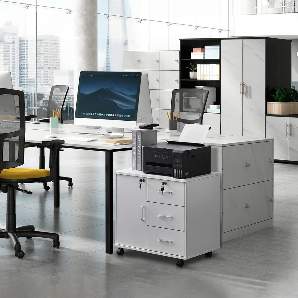 TUKAILAi 3-Drawer Mobile Filing Cabinet Lockable – Under Desk Pedestal on Cas...