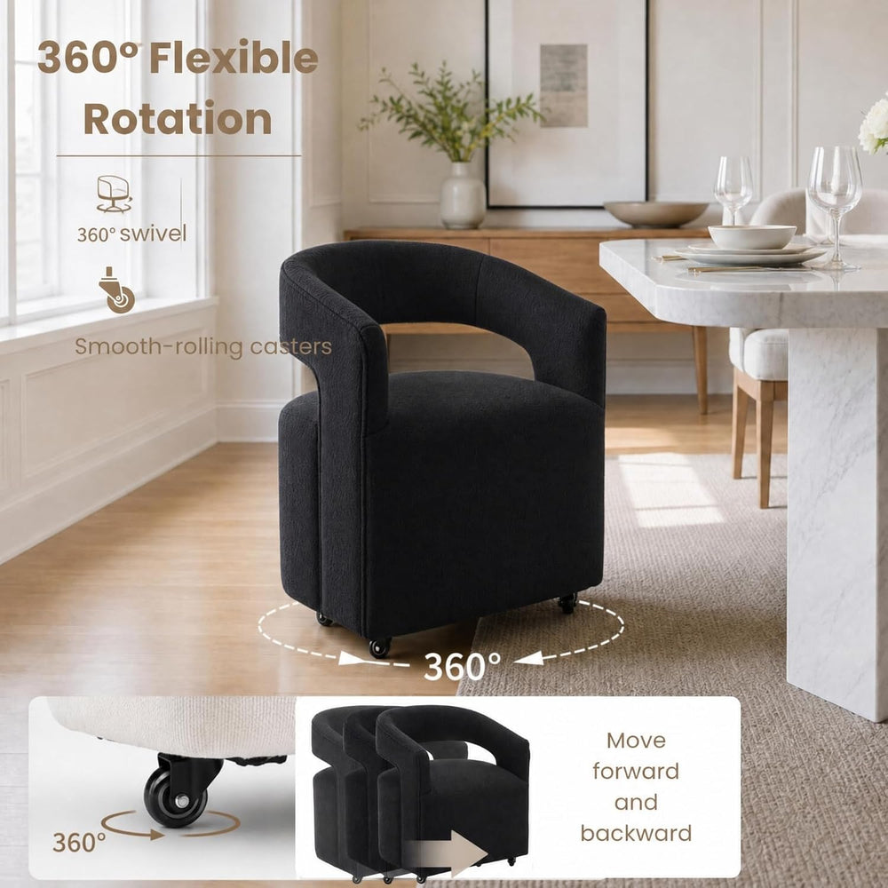 LukeAlon Sherpa Dining Chairs Set of 2, Modern 360° Swivel Kitchen Chairs wit...