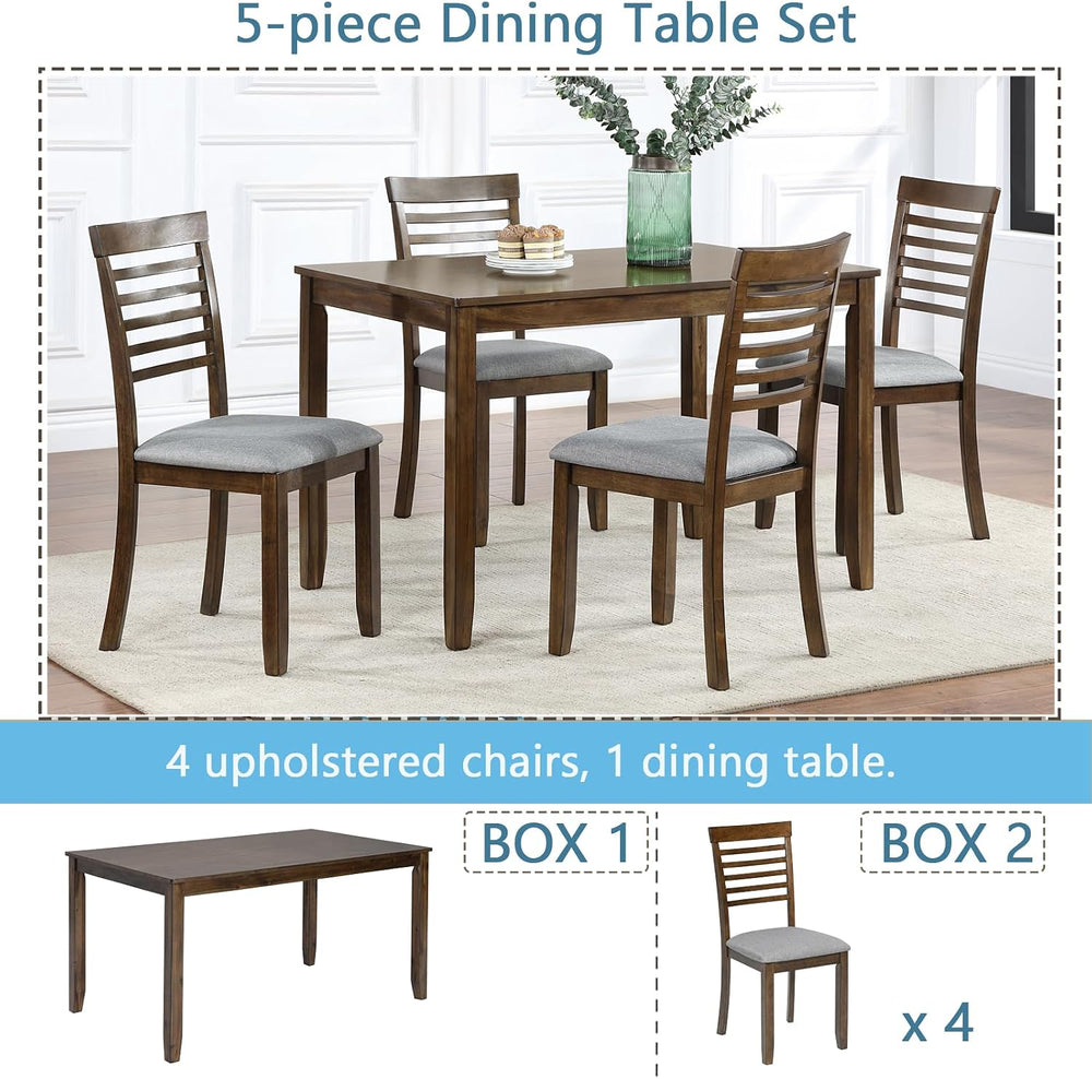 RuiSiSi Farmhouse 5 Piece Dining Table Set, Rectangular Kitchen Table with 4 ...