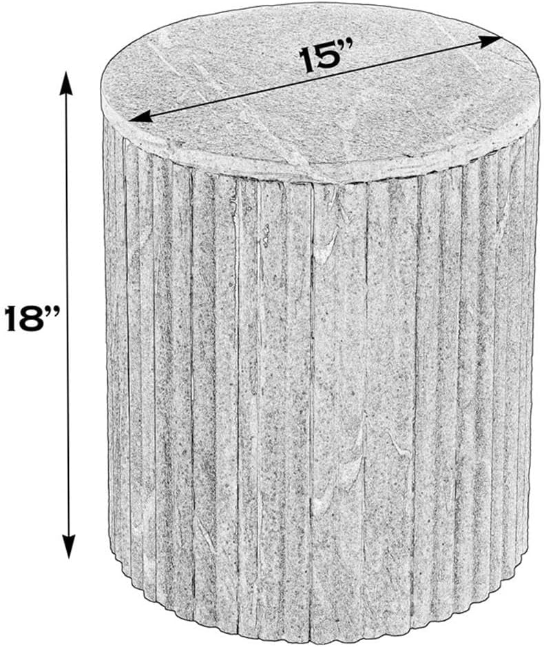 Beaumont Lane Round Marble and Wood Side Table, 15" W x 18" H, Gray...