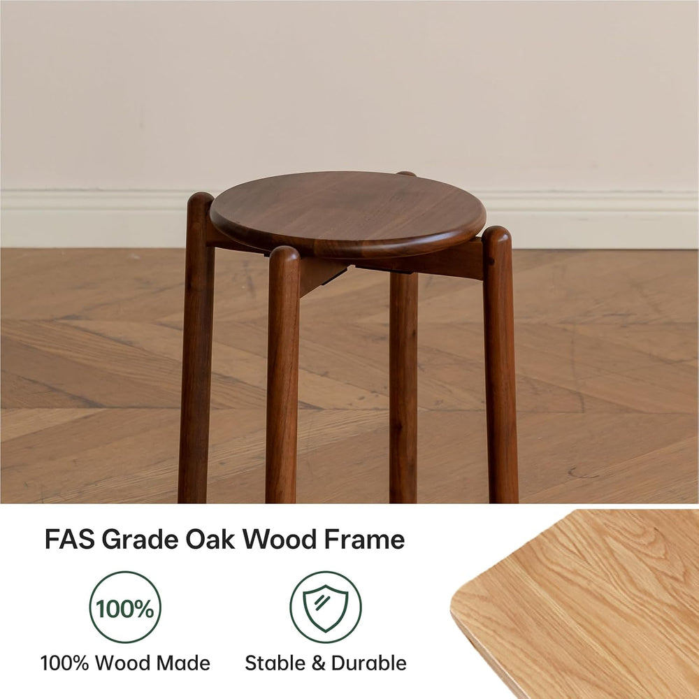 Oak Stackable Stool, Small Plant Stand, Round Wooden Stool for Dining Room, L...