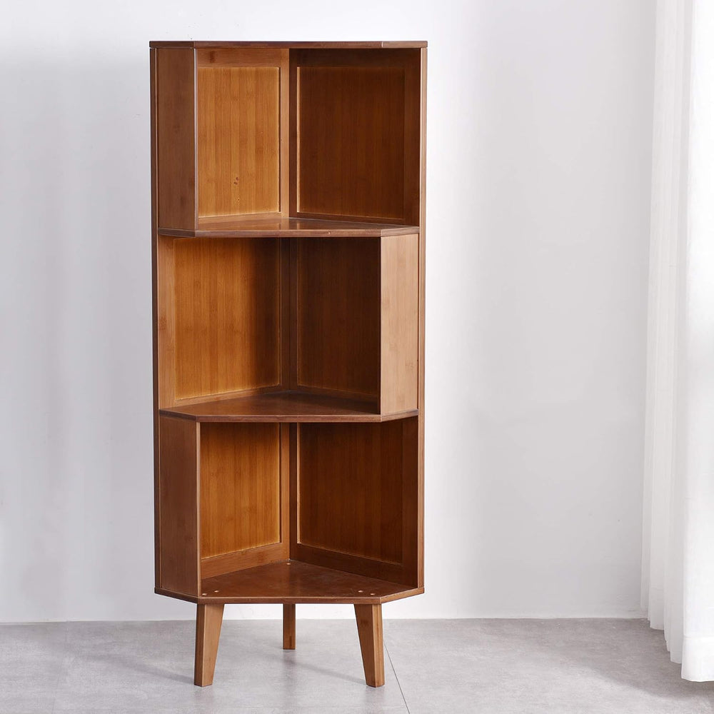 3-Shelf Industrial Corner Bookcase - A-Shaped Display Tall Bookshelf Multifun...