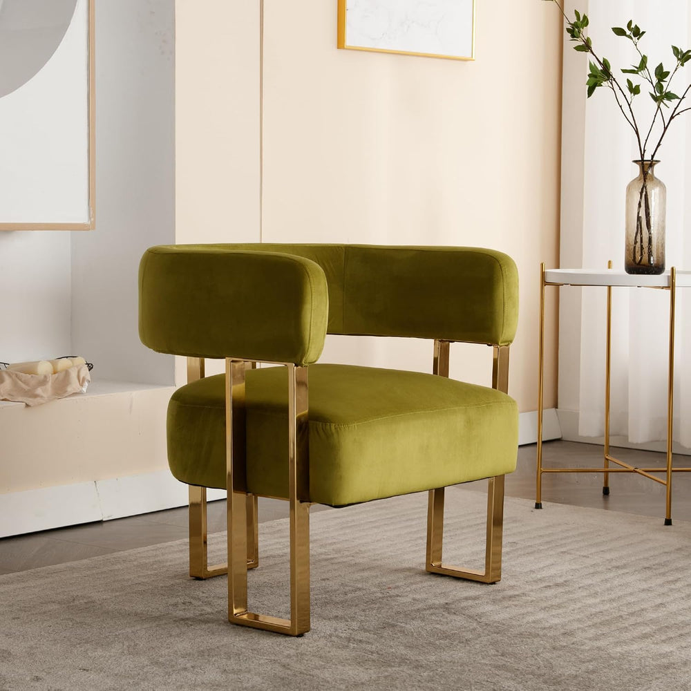 Modern Barrel Accent Chair, Living Room Side Chair with Golden Metal Legs, So...