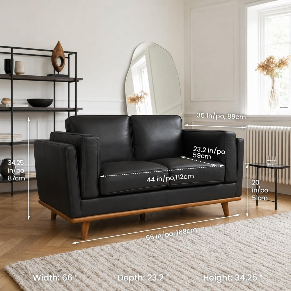 Valencia Artisan Full Leather Loveseat Sofa 66”| Pure Full Italian Nappa Leat...