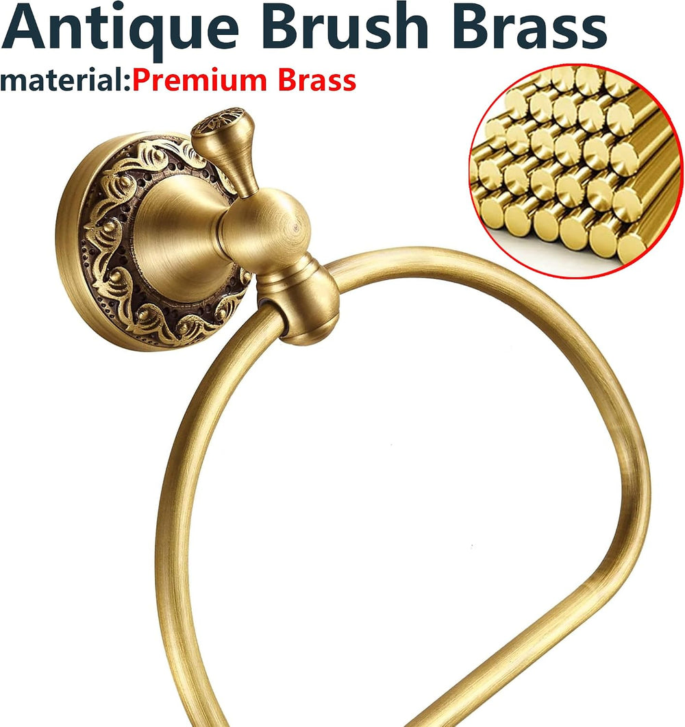 Antique Brass Toilet Paper Holder Towel Ring, Bathroom Hand Towel Holder Wall...