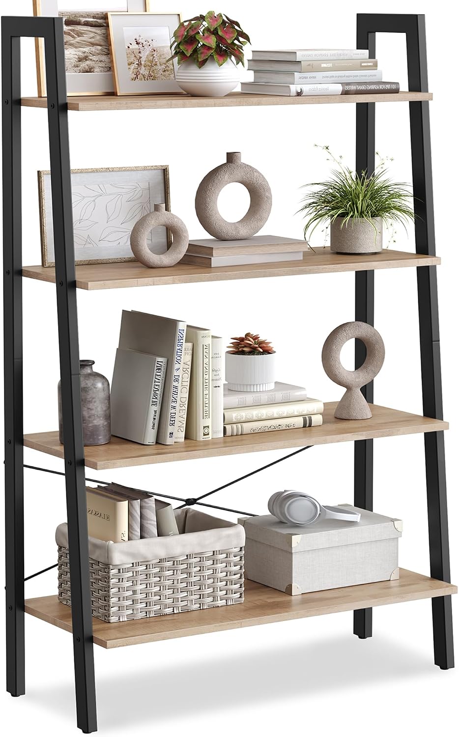VASAGLE Ladder Shelf, Bookcase Book Shelf, Storage Shelves, 4-Tier, 31.5In