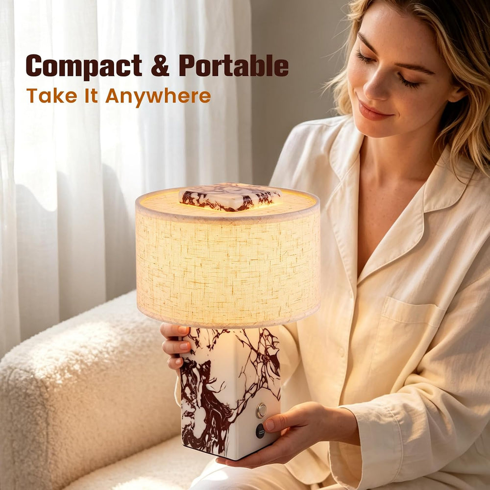 VOLISUN Marble Lamp, 10.04" Rechargeable Cordless Stone Table Lamp with ...