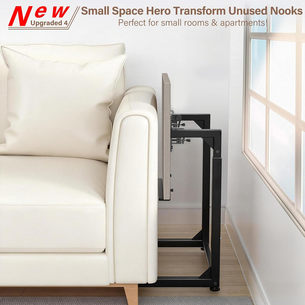 Tv Tray Table Set of 2, 8-Level Adjustable Height Couch Side Table,90° Tilt A...
