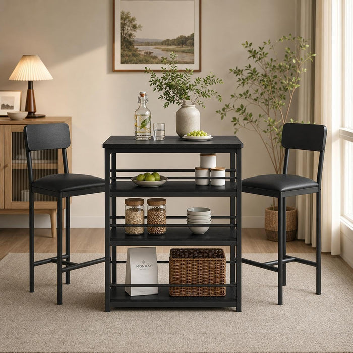 GarveeLife Farmhouse Counter Height Kitchen Table with 2 Bar Stools