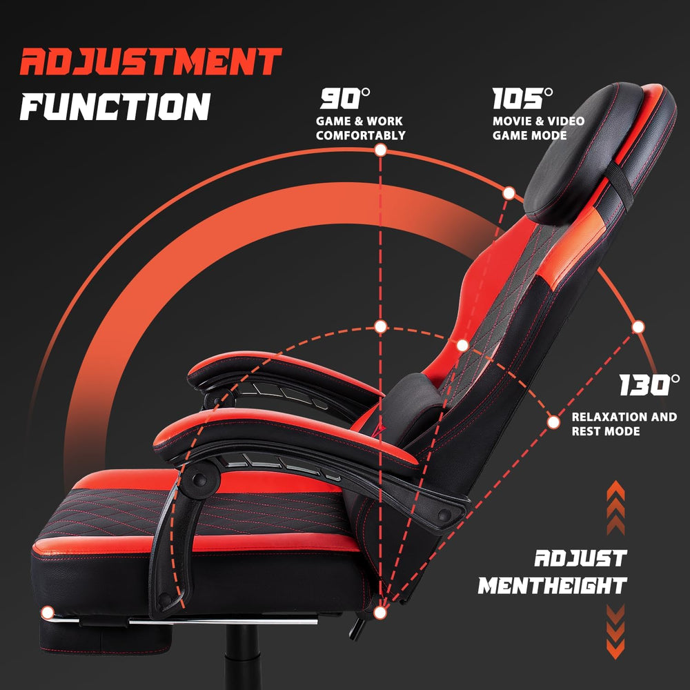 VITESSE 400 lbs Red Ergonomic Video Gaming Chair for Adults | PC Computer Cha...