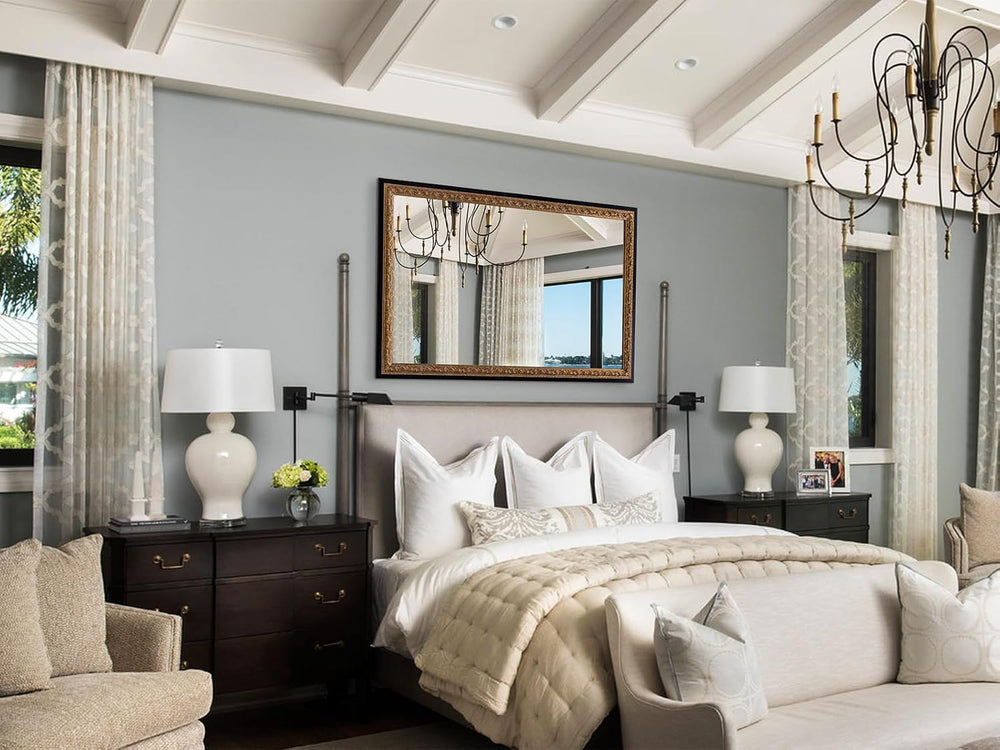 52"x36" Wall Mirrors Decorative, Black Bathroom Vanity Mirror with ...
