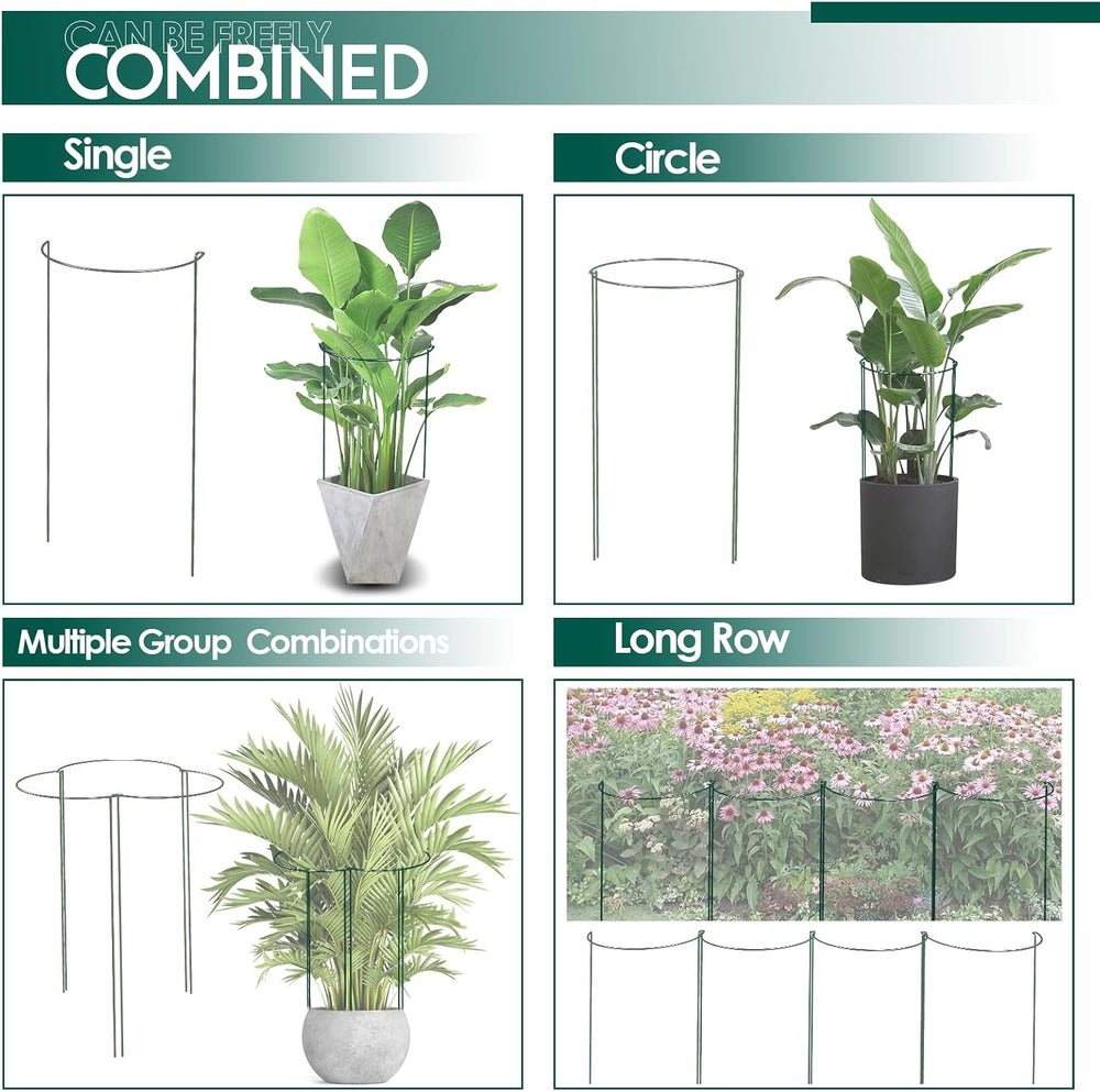 6 Pack 30 inch Plant Support Stakes, Heavy-Duty Half Round Peony Support, Gar...
