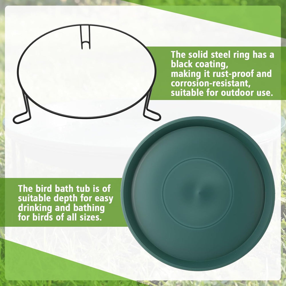 14.37'' Ground Bird Bath for Outside Large Bird Bath, Green