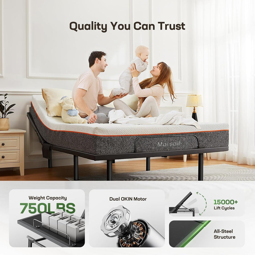 Marsail MS01 Queen Adjustable Bed Base Frame, 4 Ports USB A&C Adjustable ...