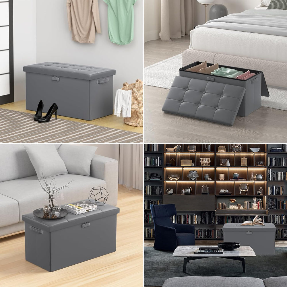 DocSafe Storage Ottoman Bench with Lock,Fireproof 30 Inches Folding Bench Foo...