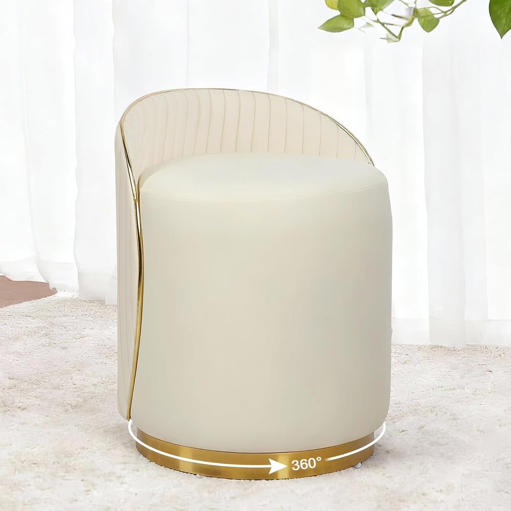 Vanity Stool with Back, 360° Swivel Round Makeup Vanity Chair, Foot Stools Ot...