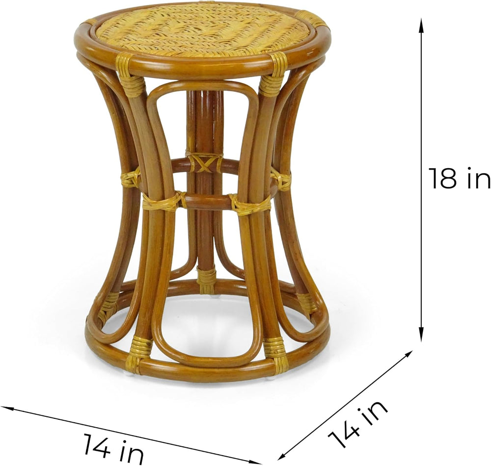 Natural Rattan Wicker Stool Breeze Plant Stand Handmade Design ECO, Cognac