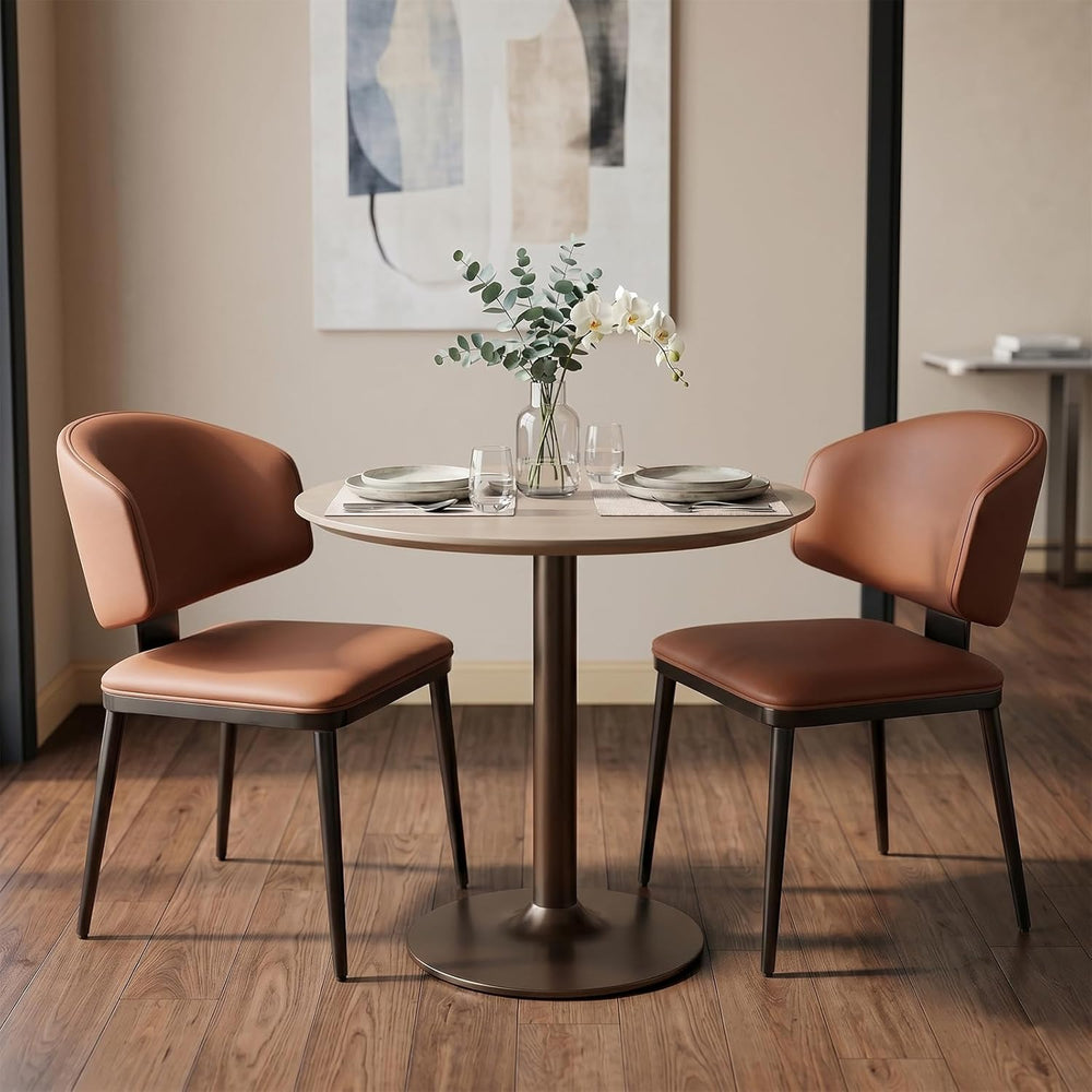 Dining Chairs Set of 2, Modern Armless Faux Leather Kitchen Chairs with Curve...