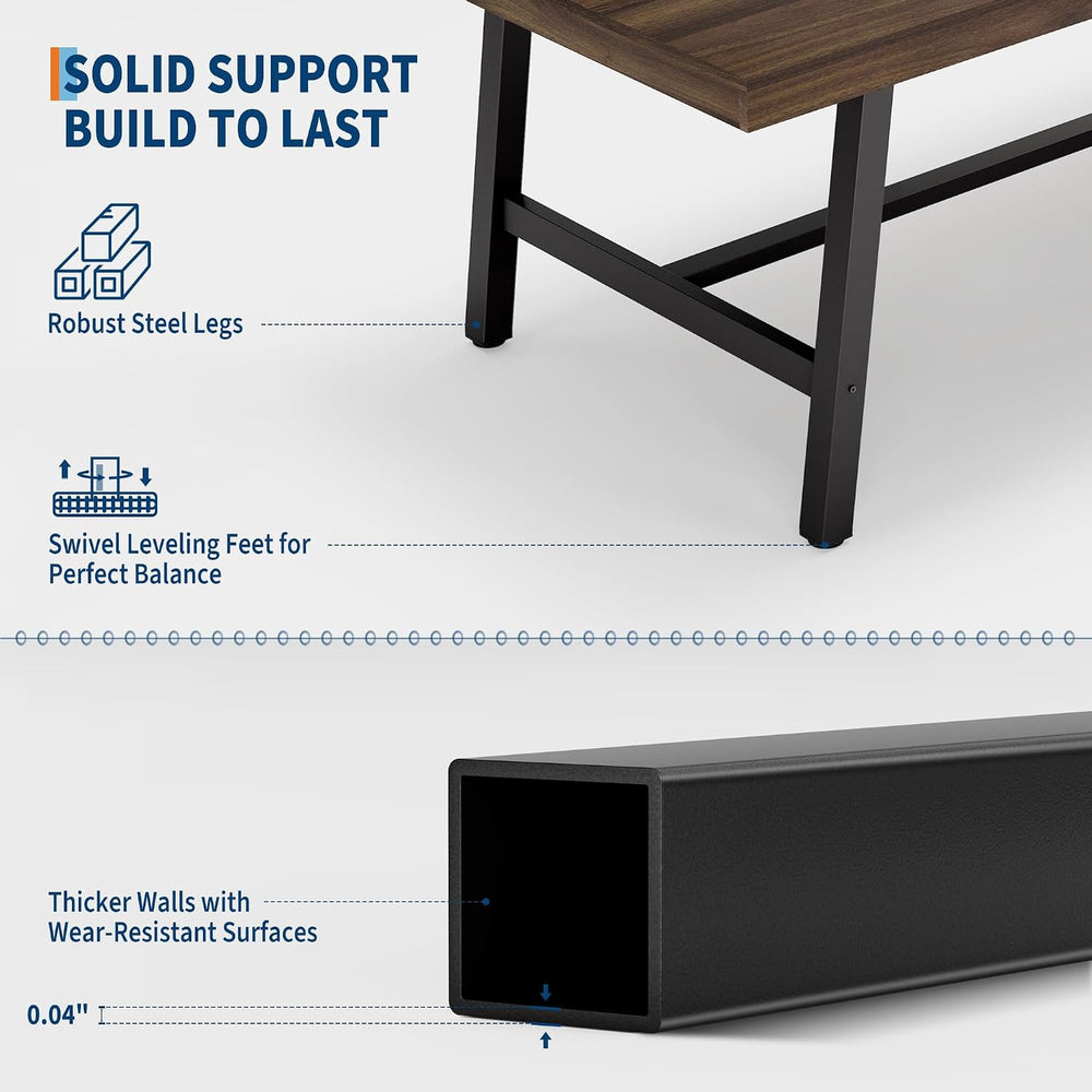 GarveeHome Industrial Dining Table for 6-8, 70.87" Heavy Duty Rectangula...