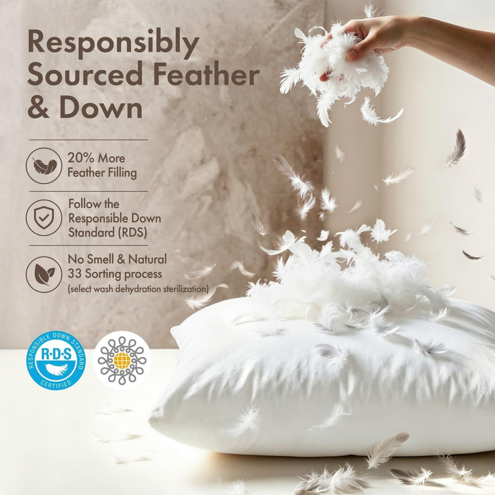 MIULEE 22x22 Pillow Insert, Set of 1 Feather Down Throw Pillows