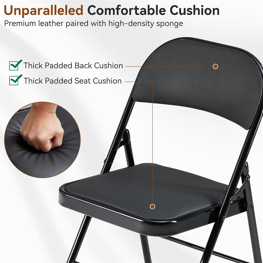 Karl home 12 Pack Black Folding Chairs with Padded Seats, 330lbs Capacity