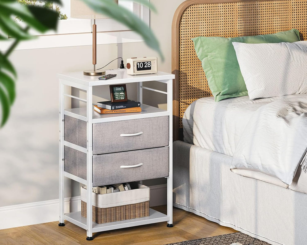 AODK 27.6" H Night Stand with Charging Station and LED Lights, Bed Side ...