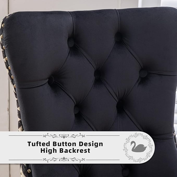 Velvet Upholstered Dining Chairs Set of 8, Modern Style Kitchen Side Chairs w...