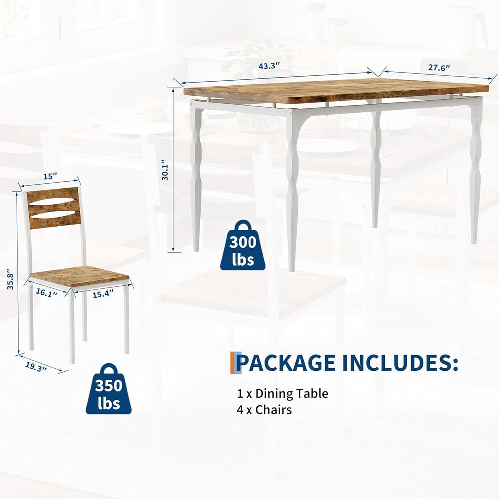 GarveeHome 5 Piece Dining Table Set, Industrial Style Dining Table and Chairs...