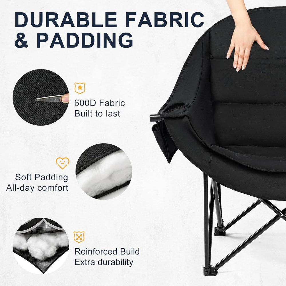 Oversized Camping Chairs for Adult - Heavy Duty Padded Portable Folding Chair...