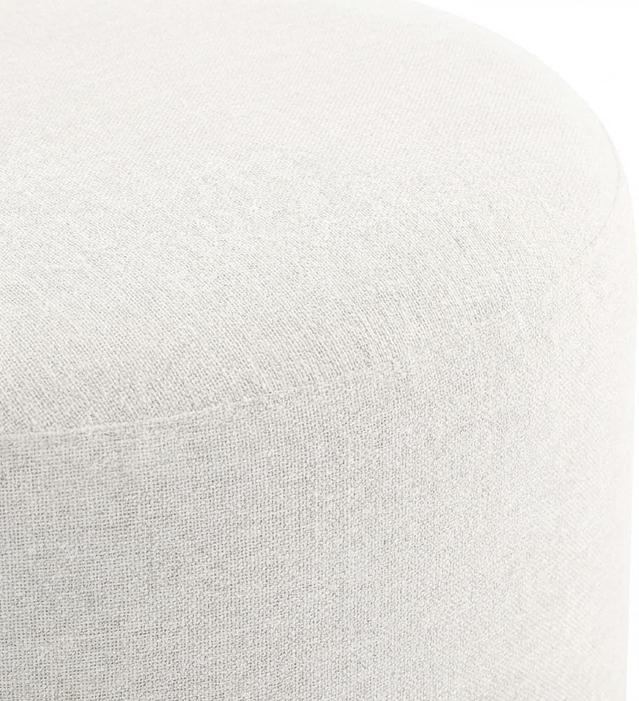 White Woven Heathered Fabric Ottoman, 23-Inch Round, Comfortable Outdoor Loun...
