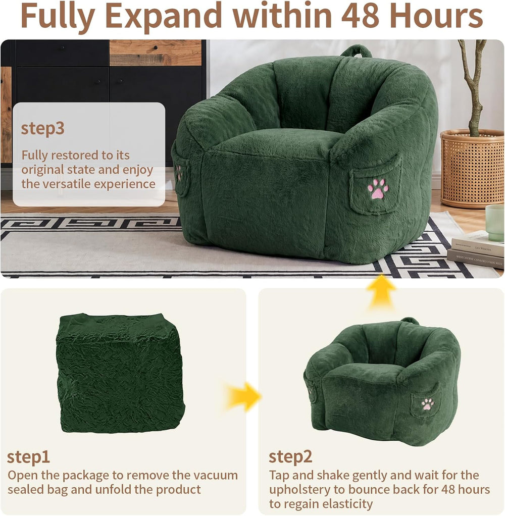 Vipbear Cat Paw Bean Bag Chair, Oversized Air-Cushion Sofa Chair Green | 39&q...