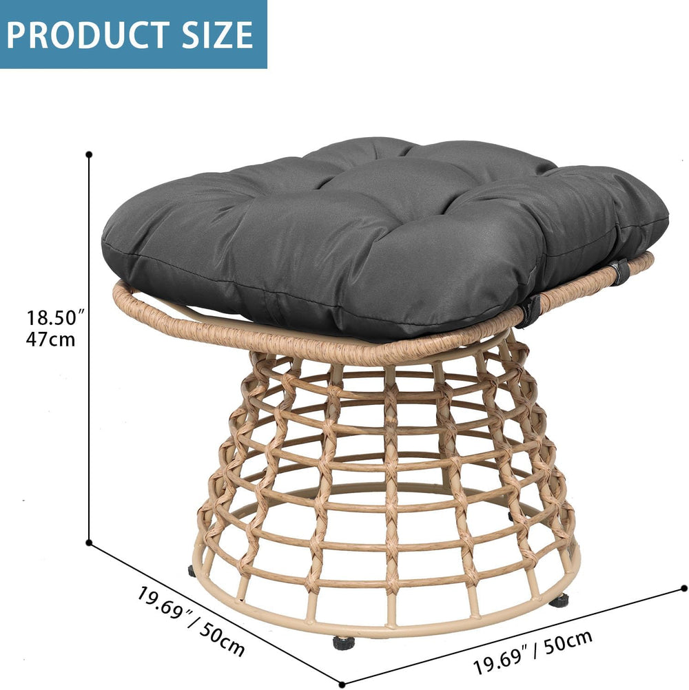 2 Pieces Swivel Outdoor Ottomans for Patio Foot Rest, PE Rattan Wicker Ottoma...
