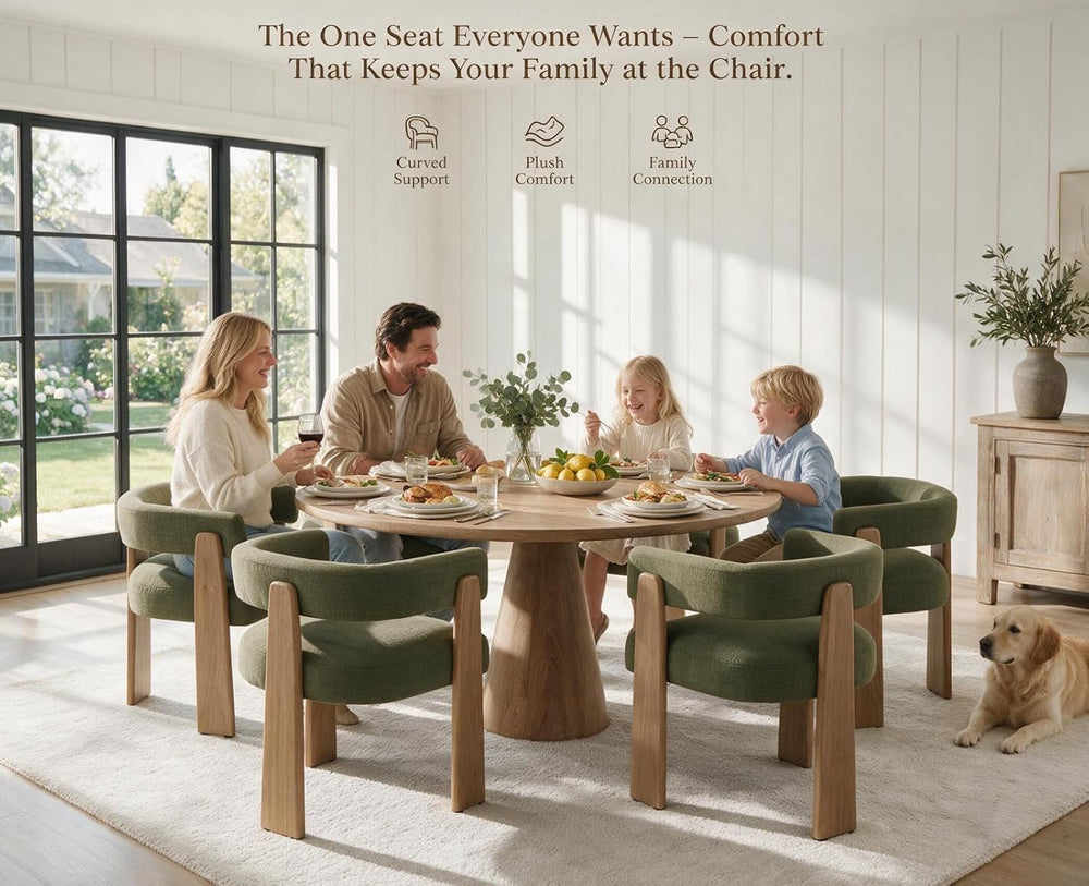 Green Barrel Dining Chairs Set of 6, Upholstered Dining Room Chairs